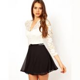 Vestido Paillette Renda Chic